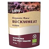 LOOV rohes Bio Buchweizenmehl, 1 kg, glutenfreies Mehl, nicht wärmebehandelt, alle Nährstoffe konserviert, köstlich nussiger Geschmack, Bio-Anbau im nordischen Klima, ohne Gentechnik