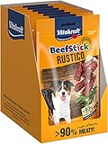 Vitakraft Beef Stick Rustico, fleischige Salami Häppchen, als Belohnung und Training, Hundeleckerli, ohne Zusatz von Zucker (7x 55g)