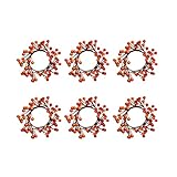 KWQBHW 6 Stück Orange Beeren Kerzenringe Herbst Beeren Kranz Kerzenringe Weihnachten Künstliche Beeren Kerzenhalter Ring für Thanksgiving Halloween Dekor