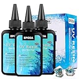 EPODA UV Resin 300g, Geruchsarmerz Blasenfreies Harte UV Epoxidharz, UV Harz Schnellhärtende UV Kleber Für Harzformen, GießEn, DIY Schmuck, Anhänger