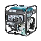 Könner & Söhnen KS 3300i. Benzin-Invertergenerator 3300W, Stromerzeuger mit 2xSchuko 230V, Notstromgenerator mit LED-Anzeige, Generator mit Kupferwicklungen, EURO 5
