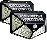 AntDau71® - 2 Stück Solarleuchten für den Außenbereich 100 LEDs mit Bewegungssensor, Beleuchtung um 270 °, schnelle Solarladung, wasserdicht IP65, einfach zu installieren, kabellos - CW703-2 Stück