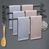 HONPHIER Bad 3 Tier Handtuchstange Aluminium Wand-handtuchhalter Wandmontage für Badezimmer Küchen Toilette (Schwarz, 60CM)