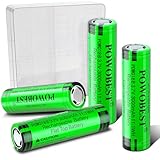 3000mAh Wiederaufladbarer NiMH Akku,POWO18B 3.7V Flat Top Batterie Mit Batterieschutzbox,NO:1818-666-888B Batterie,für Kamera,kleinen Lüfter,LED Stirnlampe,Produktpatentnummer:015037694-0001(4 Pack)