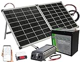 revolt Solar für Garten 230V: Solar-Set: Wechselrichter 230 V, Akku, Laderegeler & 240-W-Solarpanel (Solaranlage für Garten, für Gartenhaus, Stromspeicher)