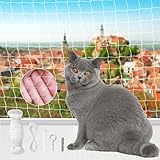 Katzennetz für Balkon ohne Bohren, LIEOLGOH 3x8m Transparentes Katzenschutznetz, Katzenschutz-Netz mit Befestigungsseil und Zubehör, Wetterfest & UV-beständig Geeignet für Fenster,Oberlichter,Terrasse