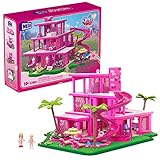 MEGA Barbie The Movie Puppenhaus für Filme Fans, ,Konstruktionsspielzeug für Erwachsene, Nachbildung des Traumhauses, enthält 4 kleine Puppenr, HPH26