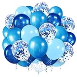 Luftballons 100 Stück, Konfetti Helium Ballons, Dunkelblau Hellblau Latex Für Junge Geburtstagsdeko Babyparty Hochzeit