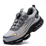 GemChve Arbeitsschuhe Sicherheitsschuhe Herren Damen Stahlkappen Anti-Smashing Leicht Sportlich Atmungsaktiv Selbsthemmend Schnellverschluss Mode Schutzschuhe Grey 43 EU