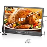 DESOBRY 18-Zoll Kleiner Fernseher mit Antenne, Tragbarer Fernseher mit Freeview DVB/T2 Tuner, HD 1080P Mini TV LCD Monitor, Eingebauter 180° Verstellbarer Ständer, Unterstützt USB/HDMI/AV Eingänge