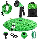 kitway-my Flexibler Gartenschlauch wasserschlauch 100FT/30M, Gartenschlauch 3/4 zoll und 1/2 zoll, mit Schlauchhaken-8Funktion Sprühdüse Garden hose, Messing