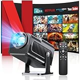 Seseno Beamer, Mini Projektor, 4K FHD 1080P Tragbarer Projektor, Unterstützt Android 11.0 5G WiFi 6 BT 5.0, Automatische Trapezkorrektur, 150 Zoll, 360-Grad-Flip Smart Beamer, für Phone/PC/Laptop/TV
