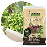 bionero® Bio-Hochbeeterde Gemüse satt 40 l Terra Preta Bodenverbesserer Schwarzerde für Gemüseanbau Hochbeet