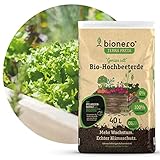 bionero® Bio-Hochbeeterde Gemüse satt 40 l Terra Preta Bodenverbesserer Schwarzerde für Gemüseanbau Hochbeet