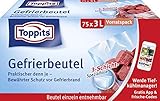 Toppits Gefrierbeutel Vorratspack, 3 Liter, 75 Stück, Standboden, Transparent