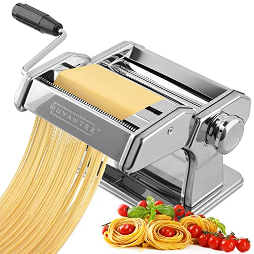 Nuvantee Nudelmaschine – 150 Rolle mit Pasta-Schneidemaschine – 7 verstellbare Dickeeinstellungen – Für perfekte Spaghetti oder Fettuccini