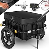 KESSER® Fahrradanhänger, Lastenanhänger, Handwagen mit Kupplung, Hochdeichsel, für Fahrrad Transportanhänger Transportbox mit 70 Liter Volumen, Max. 60kg, + Zubehör für Fahrräder mit 26-28, Schwarz