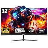 Gawfolk Curved Gaming-Monitor 32 Zoll QHD, PC-Display 32, 2K (2560 x 1440p) 144 Hz mit AMD FreeSync, Anti-Splittern, 2 x HDMI 2.0, DP 1.4, PC-Display 1800R, ultradünn, ohne Rahmen
