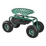 pro.tec Fahrbarer Gartensitz Scooter Rollsitz [grün] Rollwagen Gartenhelfer