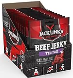 Jack Link's Beef Jerky Teriyaki – 12er Pack (12 x 70 g) – Proteinreiches Trockenfleisch vom Rind – Getrocknetes High Protein Dörrfleisch