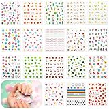 18 Blatt Nagelsticker Süß, Nagelaufkleber Selbstklebend, Nagellack Kinder, Fingernägel zum Aufkleben Kinder, Blätter Tiere Pflanzen Früchte Nail Sticker Deko für Nagelstudio Mädchen