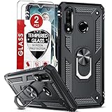 LeYi Hülle für Huawei P30 Lite/P30 Lite New Edition Handyhülle mit Panzerglas Schutzfolie(2 Stück),360 Grad Ring Halter Handy Hüllen TPU Cover Bumper Case Schutzhülle für Huawei P30 Lite Schwarz