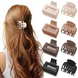 8pcs Kleine Haarspangen für Damen, 4 Stück rechteckige mit 4 Doppelreihen Haarspangen für Damen(Brown)