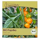 Samenliebe BIO Paprika Samen alte Sorte Sweet Julie süße Snackpaprika Blockpaprika orange 10 Samen samenfestes Gemüse Saatgut für Gewächshaus Freiland und Balkon BIO Gemüsesamen