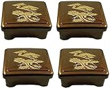 JapanBargain 4121x4, 4er Set Bento Box Unagi Don Box Donburi Poke Box Traditionelle Japanische Lackierte Brotdose Made in Japan, Goldkiefer