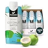 Foodin Bio-Kokoswasser – 100% natürliches Kokosnusswasser mit Elektrolyten – glutenfrei, kalorienarm, fettfrei, vegan – 6er Pack (12 x 330ml)