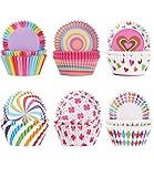 300 Stück Muffinförmchen Papier, Muffins Backförmchen, Cupcake Regenbogen Papier Fällen Liners Wrapper, für Backen, Dessert, Party, Geburtstag, Hochzeit