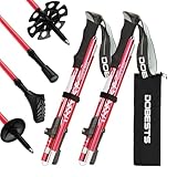 DOBESTS Walking Stöcke Aluminium, Wanderstöcke Faltbar für Herren,Nordic Walking Stöcke Damen Leichter Wanderstöcke für Trekking Walking110cm-130cm und Bergsteigen-2St(Red)