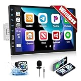 CAMECHO Autoradio 1 Din mit Wireless Carplay Android Auto 9 Zoll Bildschirm Bluetooth Radio Touch Display mit Rückfahrkamera Mirror Link FM SWC 2USB Lenkradsteuerung