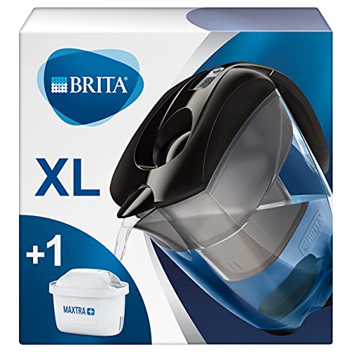 BRITA Wasserfilter Elemaris XL schwarz / Premium-Kanne inkl. 1 MAXTRA+ Filterkartusche / Filter reduziert Kalk, Chlor und leitungsbedingt vorkommende Metalle wie Kupfer & Blei im Leitungswasser