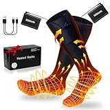 Beheizte Socken, 5V 5000mAh*2 Wiederaufladbare für Herren Damen, 4 Wärmeeinstellungen Winter Warme Hohe Socken, Waschbar Elektrische, für Radfahren, Skifahren (H80A)