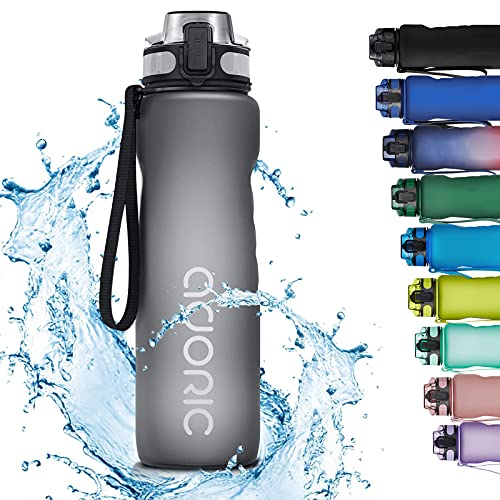Adoric Sport Trinkflasche, [BPA Frei Tritan] 1000ML Auslaufsicher Kunststoff Wasserflasche Sport, Sportflasche Fahrrad für Camping Freien, Outdoor, Yoga, Gym