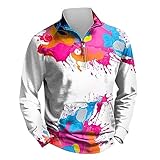 Herren Winterjacke Kochjacke Herren Weihnachts Hoodie Einfarbig/Batik/Druck Langarm Sweatshirt Mit ReißVerschluss Und KäNgurutaschen Rollkragen Ohne Kapuze Langarmshirt MäNner T-Shirt (Hot Pink, 3XL)