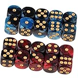 Yourandoll 20 STÜCKE Polyedrische Würfel D6 Würfel 16mm Acryl Dice Spielwürfel for DND RPG Tischspiele (Blau Schwarz und Rot Schwarz)