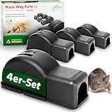 GARDIGO® Mausefalle im 4er Pack | Versteckte Schlagfalle in Kunststoffgehäuse | Schutz für Haustiere bei Mäusebekämpfung | Wiederverwendbare & hygienische Schlagmausefalle | Nagetierbekämpfung