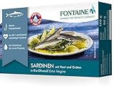 Fontaine - Sardinen mit Haut und Gräten in Bio-Olivenöl – 120 g – 5er Pack - Premium Sardinenfilets aus 100% zertifizierter, nachhaltiger Fischerei und kontrolliertem Anbau