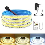 Arotelicht COB LED Streifen 24V CCT Weiß 2700K-6500K 3M, COB LED Strip dimmbar IP20 mit Netzteil und RF Controller für unter Schrank Schlafzimmer Küche Zuhause DIY TV Beleuchtung