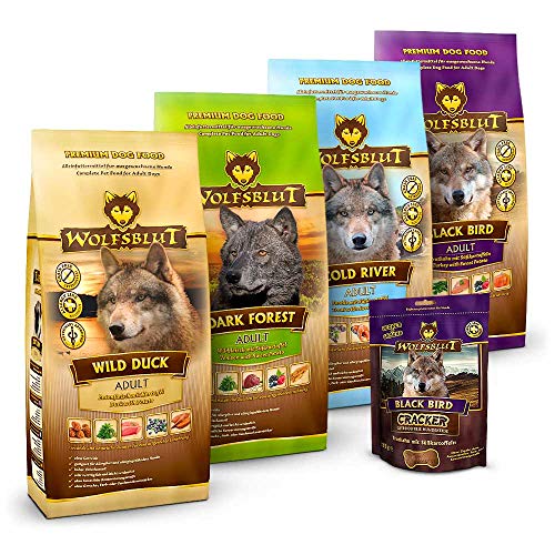 Wolfsblut - Mixpaket Trockenfutter groß - 4 x 2 kg + 225 g Cracker - Getreidefreies Hundefutter