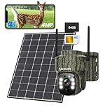 4G LTE Wildkamera mit SIM Karte, 64G Speicherkarte, UCOCARE 4MP Solar Wildtierkamera mit Handyübertragung App, 360° Überwachungskamera mit SIM Karte, 8W Solarpanel, Farbnachtsicht, PIR Erkennung, IP66