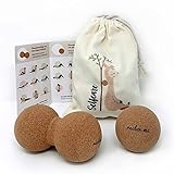Reelax.me 2-er Set Faszienball & Duoball 8cm, antibakterieller Kork, Massageball für Hände, Füsse, Rücken, Geschenkidee für Freundin zum Geburtstag inkl. Baumwollbeutel u. Anleitung, Motiv Lama