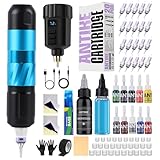 Tattoo Maschine Set Kabellos,Tattoo Kit mit 1500mAh LED-Digitalanzeige Tattoo Akku 20stk Tattoo Nadeln 11 Tattoo Farbe,Tattoo Starter Set Komplett für Anfänger und Tattoo Künstler