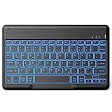 EasyAcc Bluetooth-Tastatur, Kabellose Bluetooth-Tastatur kompatibel mit Windows/Android/iOS, mit Hintergrundbeleuchtung QWERTZ Deutsches Layout, Schwarz