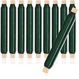 com-four® 10x Blumenwickeldraht-Set, Bindedraht in grün auf Holzstab gewickelt, Stärke 0,65 mm, 1000 g (Grün - 10 Stück)