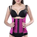 Riou Damen Waist Korsett Bauchweggürtel Kompressionsgürtel feste Ausbildung Underbust Bustier Reißverschluss Schwitzen Sauna Body Shaper Weste Slim Taille Trainer, Schwarz XXL