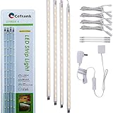 Cefrank Vitrinenbeleuchtung, 4x flache & erweiterbare LED Lichtleisten 40cm - Küchen Unterbauleuchten Set - EU-Stecker - Warmweiß