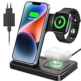 CAVN 3 in 1 Kabelloses Ladegerät, Wireless Charger Kompatibel mit iPhone 15 14 13 12 11 Pro Max/XS/X/8+, iWatch Ultra /9/8/ 7/6/SE/5/4/3/2,AirPods Pro/2/3,Galaxy S22 S21/S20/S10+,Induktive Ladestation